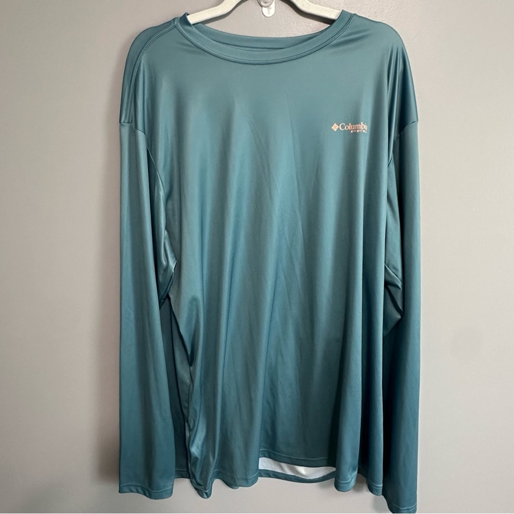 Columbia PFG Men’s XXL Long Sleeve Fishing Shirt Blue Graphic Performance Tee